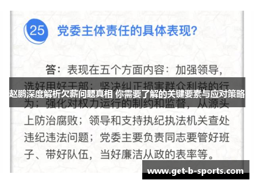 赵鹏深度解析欠薪问题真相 你需要了解的关键要素与应对策略